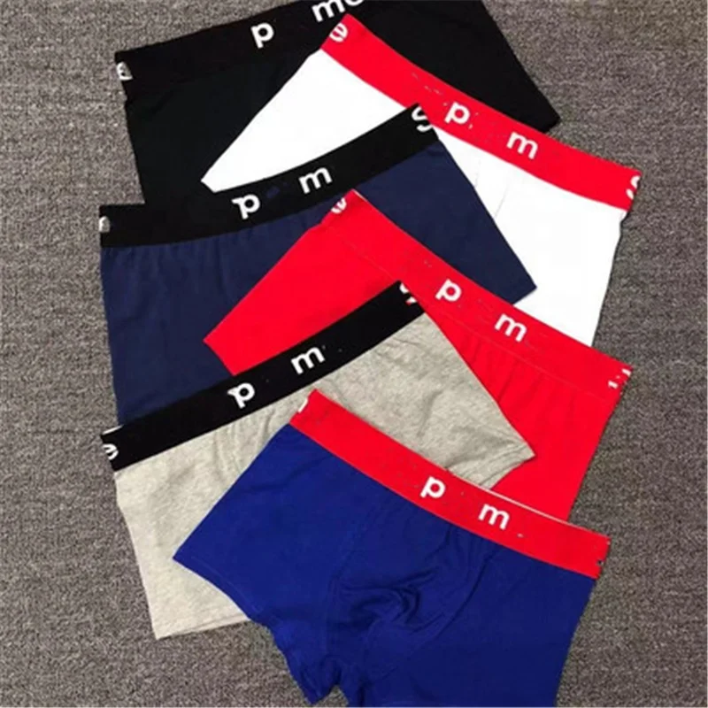 

Trendy Letter S Brand Cotton Men's Underwear, White/red/black/gray/navy/blue