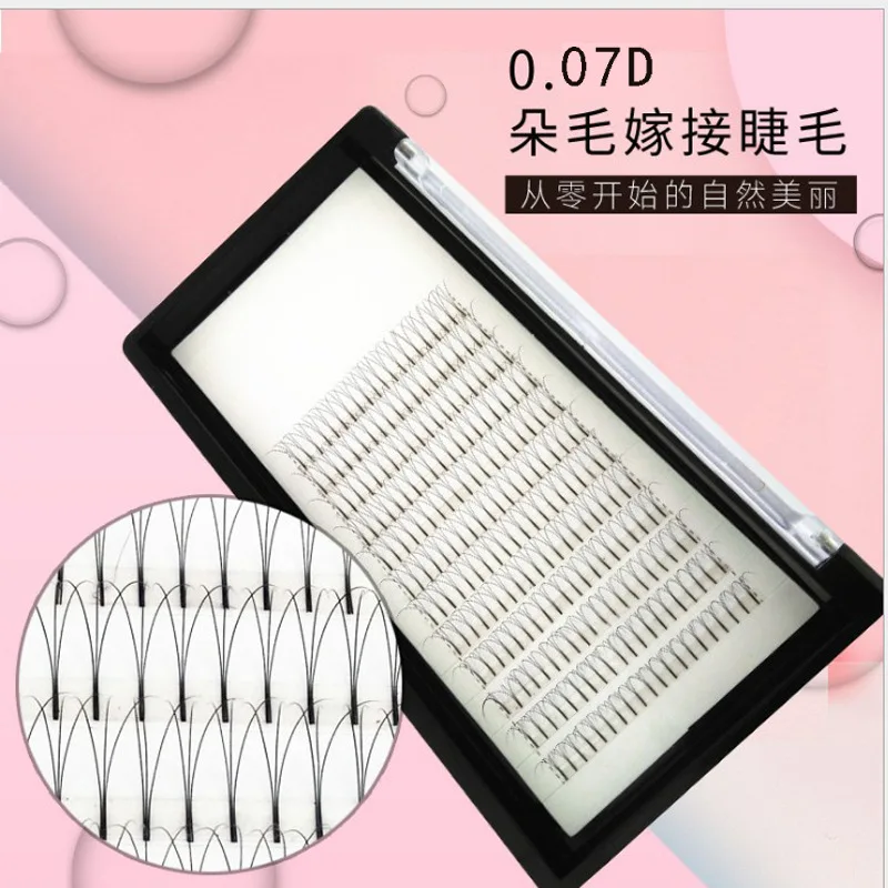 

12 Lines 3D Russian Premade Volume Fans Eyelashes Extension D Curl 0.07 Thickness Heat Bonded Eyelashes Makeup Tools, Black color