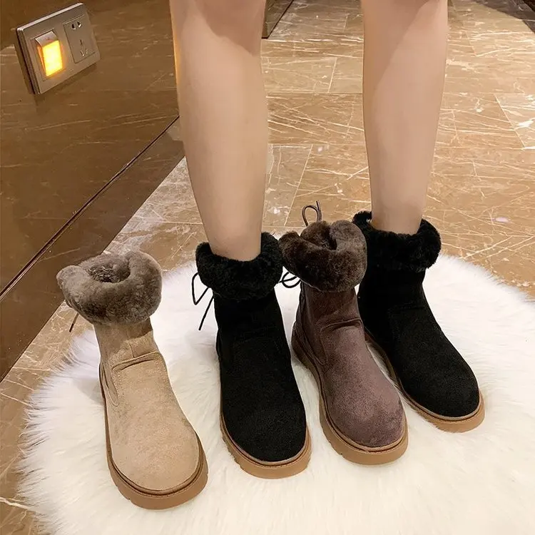 

Plus-size snowmobile girl with round head and flat bottom warm ankle boot girl in autumn and winter, Customized