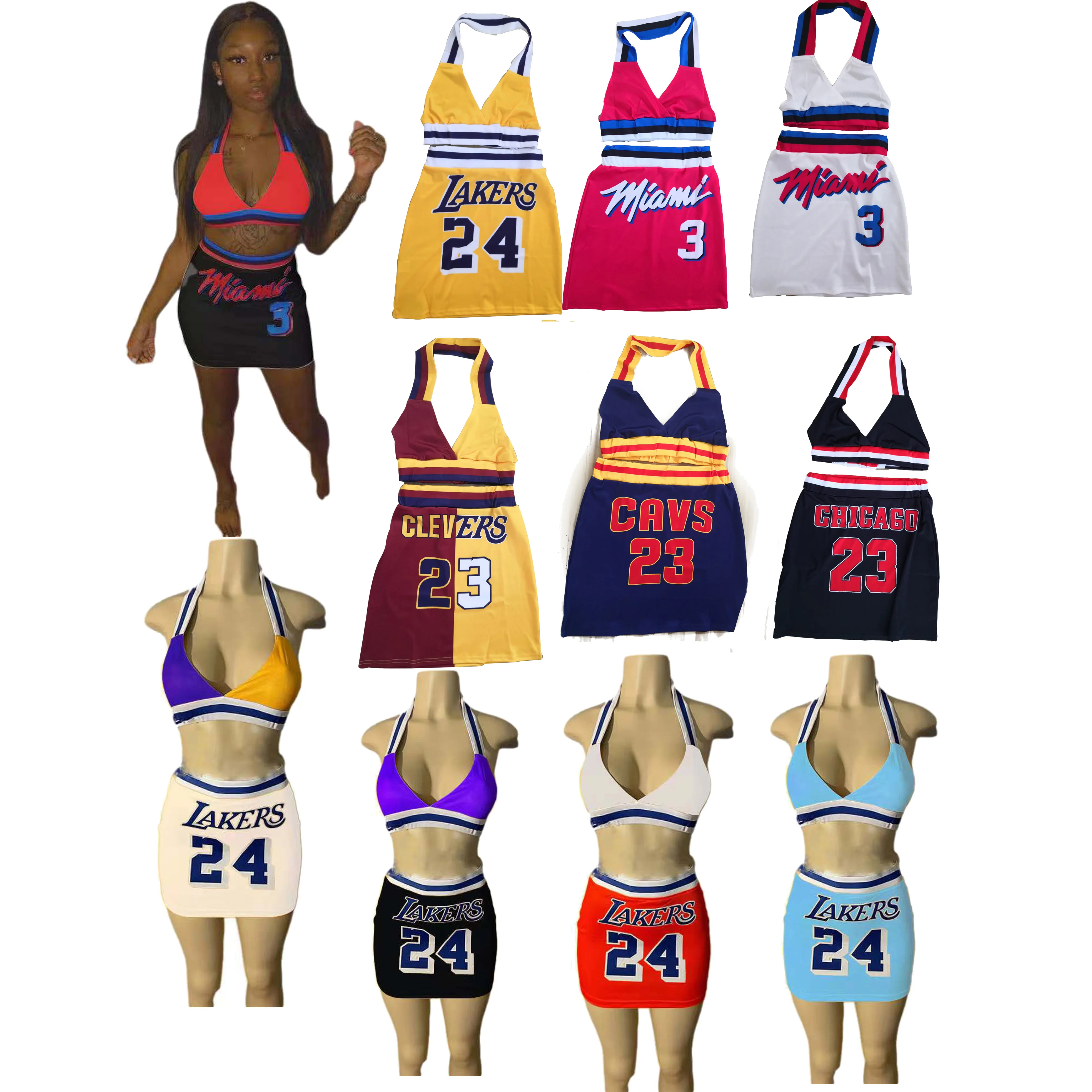 

2021 Women Two Piece Sport Short Summer Basketball Jersey Sets for Woman Ladies 2 Two Piece Dresses Set