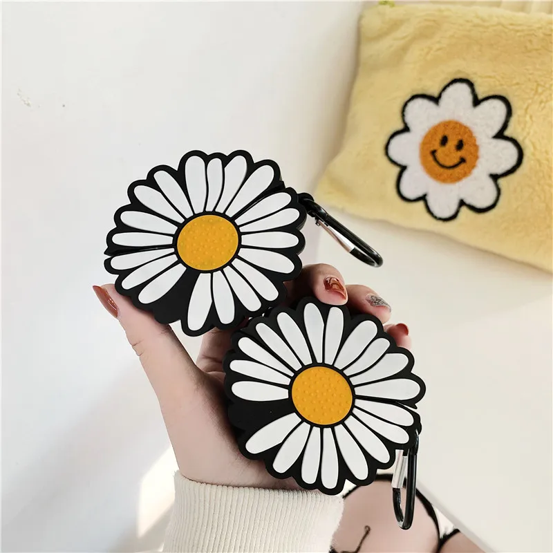 

Wireless Earphone Case For Airpods Pro 1 2 White Fashion Daisy Fresh 3D Headset Cover Case, Colorful