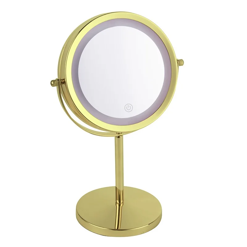 

Modern Luxury Vanity Metal 360 Rotating Led Mirror Makeup Tablet Portatle Mirror With Light, Chrome, brush nickel, rose-gold or customized