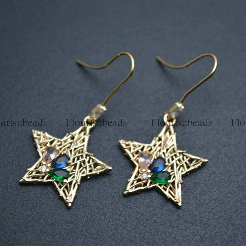 

18k Gold plating Star charms Dangle Earrings Fashion Woman Jewelry
