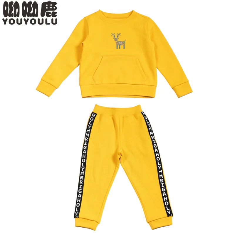 

Baby Clothes Set Solid color sports clothes toddler jogger set tracksuit fashion kids boy sweat suit hoodie+ jogger pants suit, Yellow