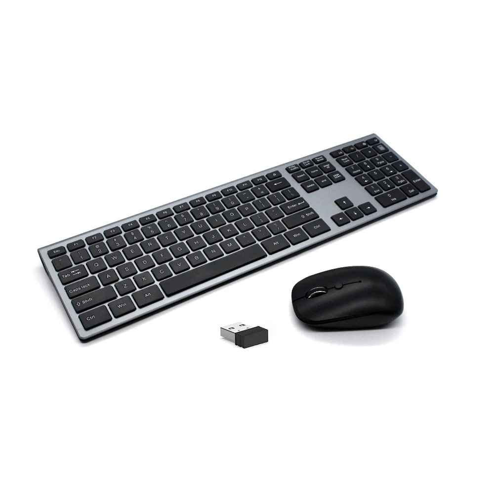 

New style Customized ultra-thin slim standard ergonomic 2.4ghz wireless keyboard and mouse combos, Grey