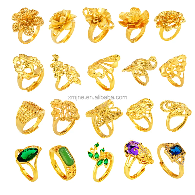 

Dubai Gold Ring Jewelry 24K Gold Plated Ring For Women 14K Gold Dragon Ring For Men