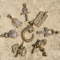 

2019 iced out jewellery with stones gold ankh cross pendant cz angel diamond pendant hip hop