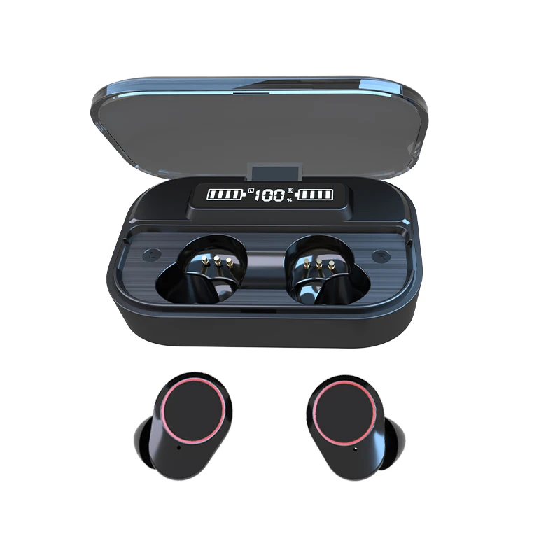 

Wireless Earphones Battery LED Display Earbuds CE ROHS TELEC Certification Headphone Charging Case Power Bank For Smartphone