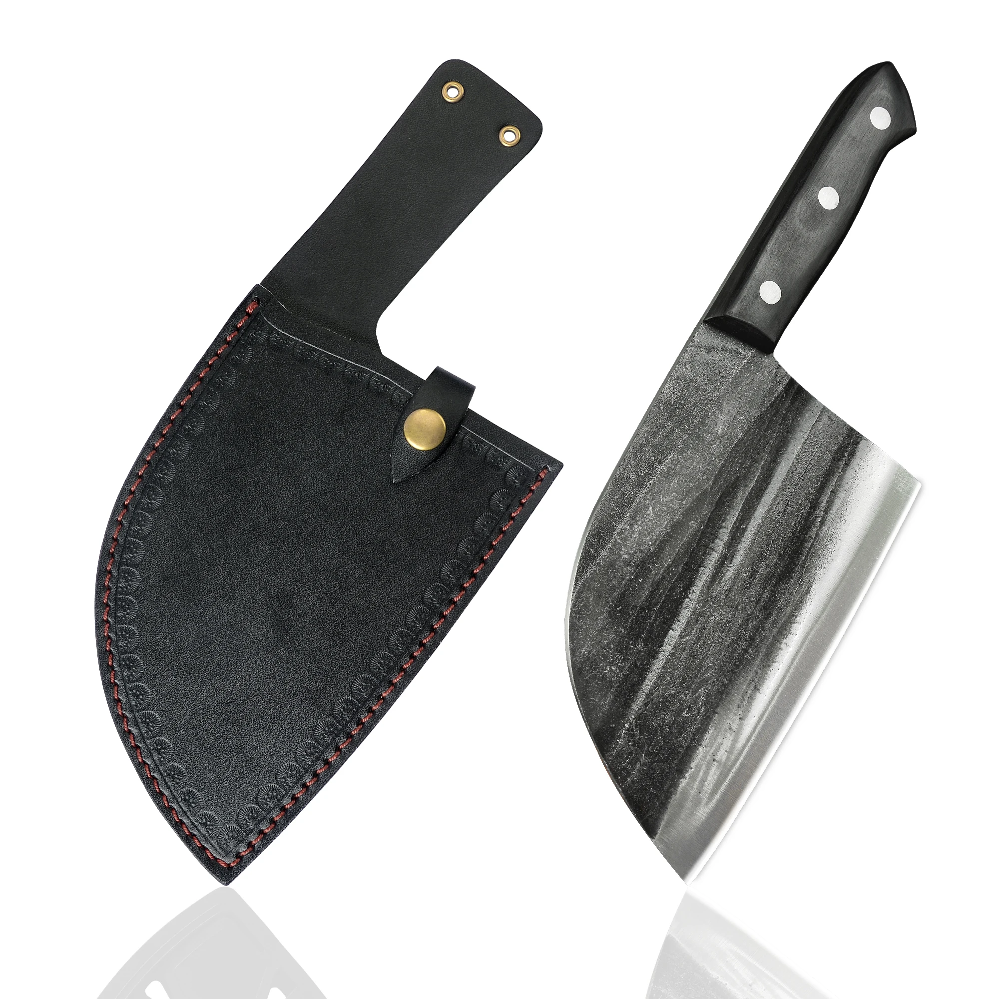

Xingye 7 Inch Popular Multipurpose Powerful Stainless Steel Full Tang Meat Butcher Cleaver Knife With Leather Sheath