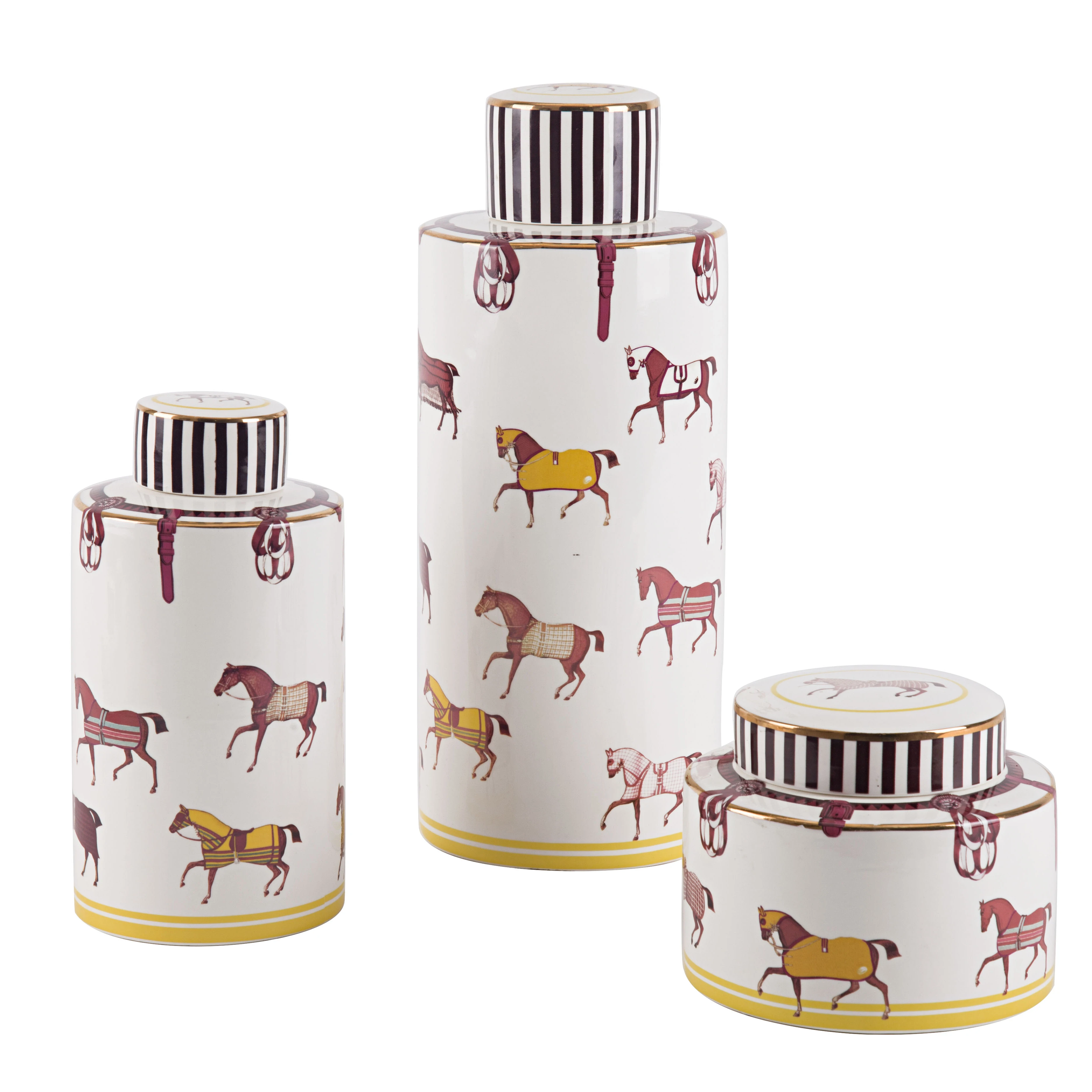

Home Decoration Luxury Modern Ceramic Horse Vase With Lid, Colorful