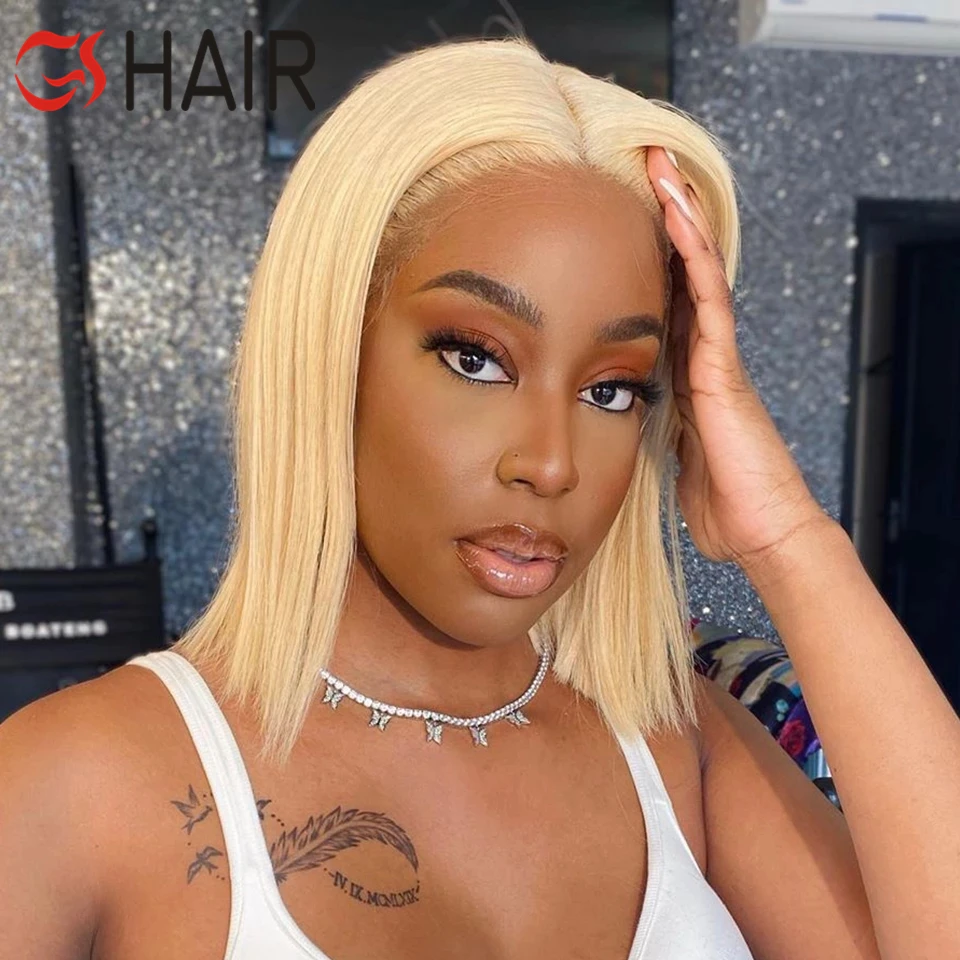 

Factory Direct Wholesale Price 10-16'' Blonde 613 BoB Wig With Pre-plucked Natural Human Hair Wig,150% Density Lace Front Wig