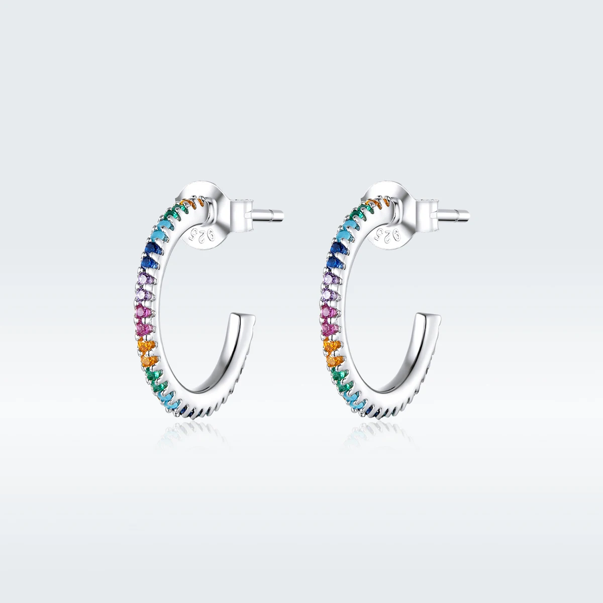 

Colorful Cubic Zircon 925 Sterling Silver Circle Earrings with gemstone