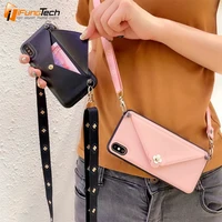 

Credit Card Phone Case Wallet Strap Crossbody Long Chain For iPhone 7 8 Plus Camellia Phone Case For iPhone X XR XS Max Cover