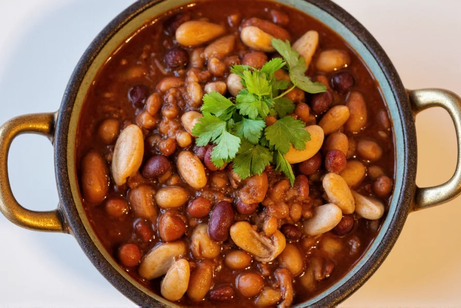Amy's Organic Bean with Shiitake Mushroom chili served in a rustic bowl with fresh cilantro garnish, showing visible beans and mushrooms