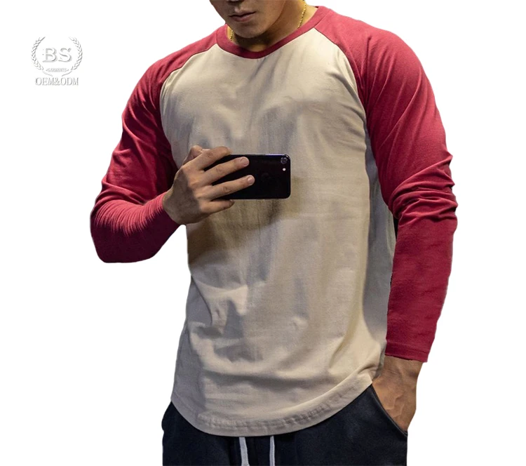 

Baisheng Hot sale with stock Long Sleeve Round Neck Pullover Casual men long sleeve T Shirts