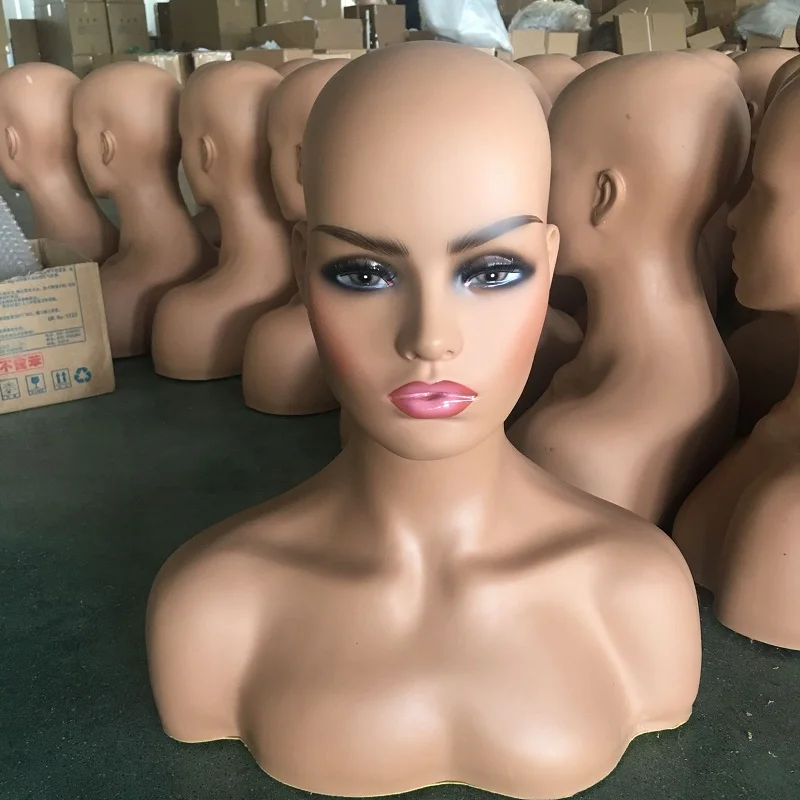 

Julianna mannequins female realistic pretty makeup mannequin head with shoulders mannequin head for wig display, White,yellow ,brown,black and customized