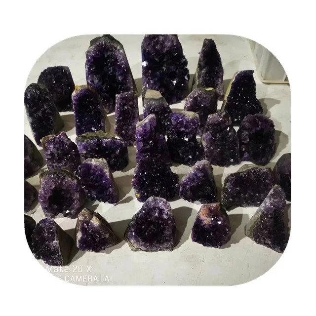 

heal Crystal clusters spiritual Semi-Precious Stone Crafts natur dark purple Uruguay amethyst druzy geode cathedral for Decor