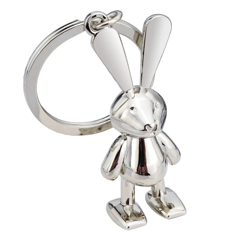 

New Design Electroplated Rabbit Metal Car Keychains Wholesale Rose gold Colored Metal Keychains