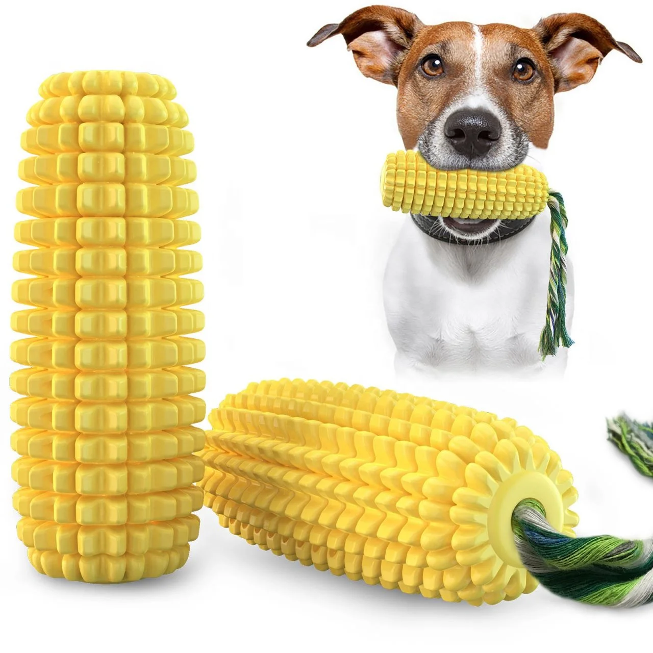 

The New Corn Shape Molar Teeth Cleaning Chewing Pet Dog Toothbrush Toys With Cotton Rope, Picture showed