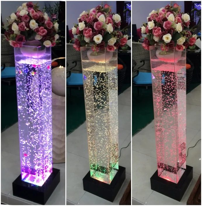 

acrylic square tube water bubble pillar tube for wedding decoration, 16 colors changing