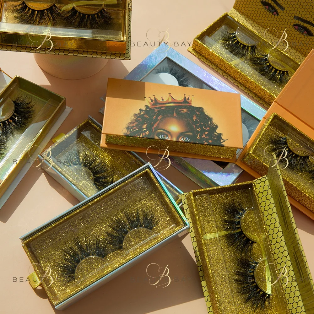 

2021 private label 5d fluffy 25mm mink eyelash packaging box 3d mink eyelashes wholesale vendor, Natural black