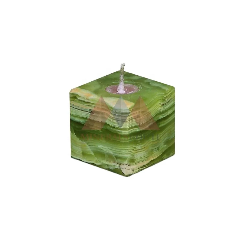 100 Original High Quality Natural Stone Green Onyx Candle Holder Onyx