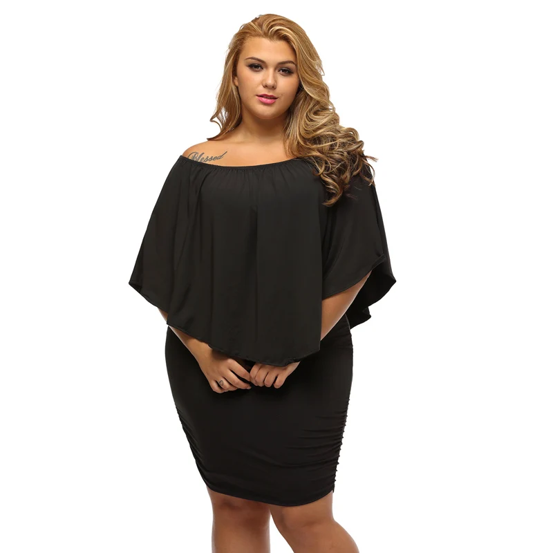 

Plus Size Women Clothing Dress Fat Women Plus Size Mini Poncho Dress