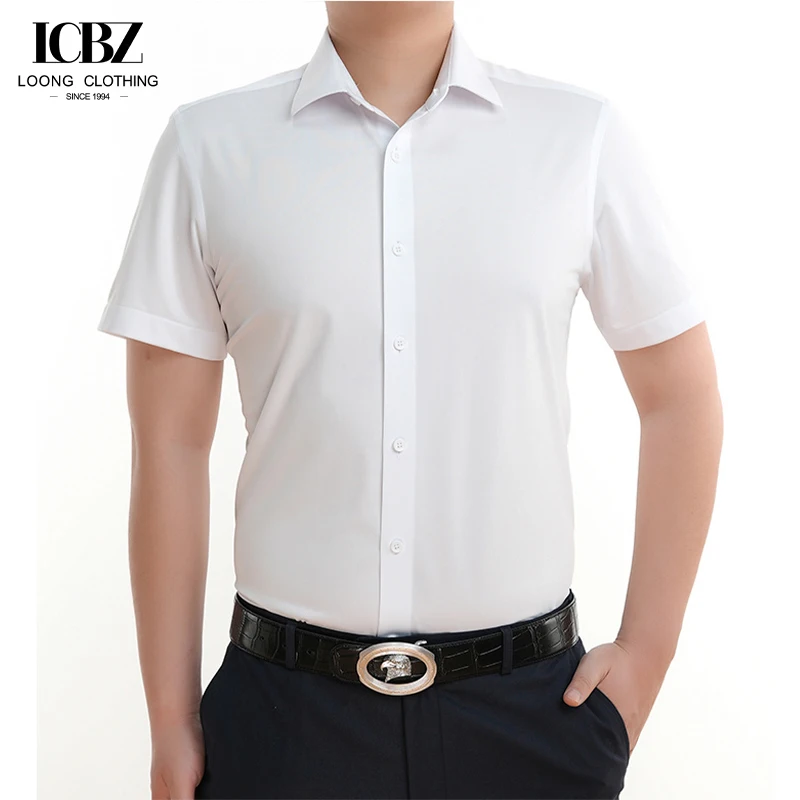 Custom Logo Men Long / Short Sleeve Casual Business Cotton Shirts Formal Office Dress Solid Shirt for Men