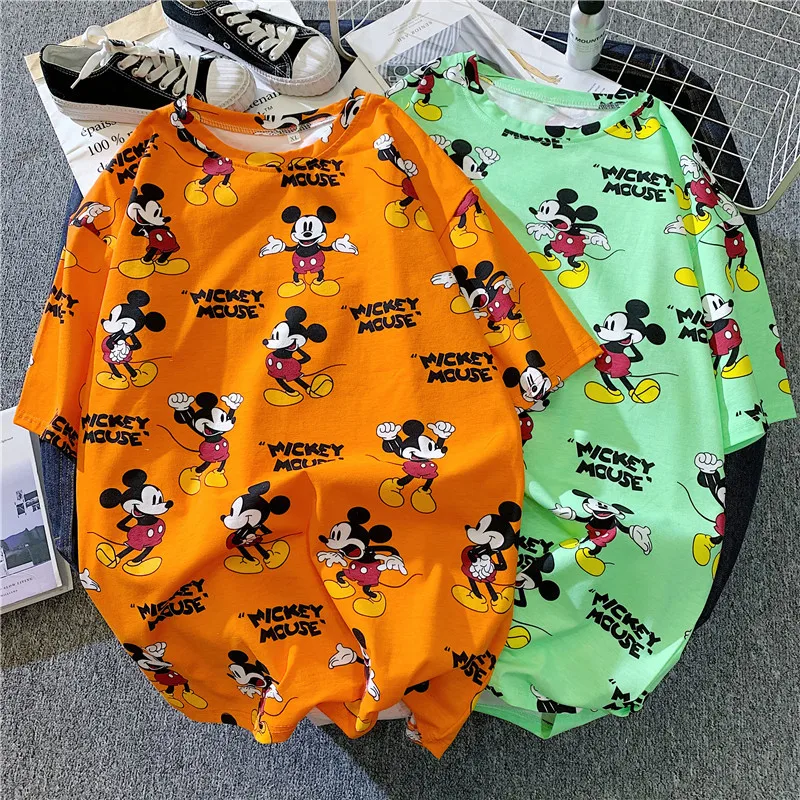 

Mickey short sleeve T-shirt female cartoon large size long clothes lovely jacket, As pic