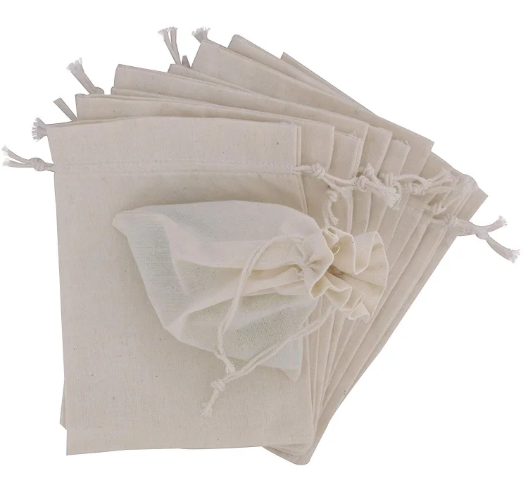 

Reusable Drawstring 100% Cotton Mesh Produce Bags, Multicolor or customized color
