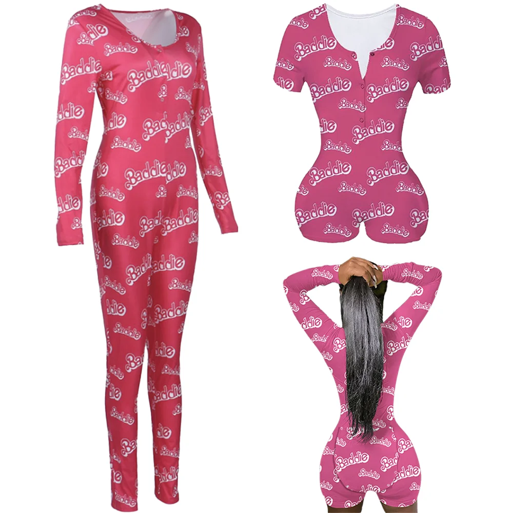 

2021 Adult Pajama Long and Short Sleeved Onesie Jumpsuit Romper Baddie Onesie For Women