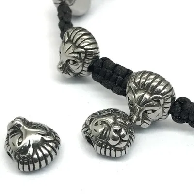 

New Arrival DIY Beads Bracelets 316L Stainless Steel Spacers Cute Lion Head Charms For men bracelets Fashion Jewelry Findings, As pictures show