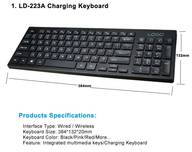2019 New Touch Sensitive Computer Keyboard Wireless Keyboard with Touch Pad