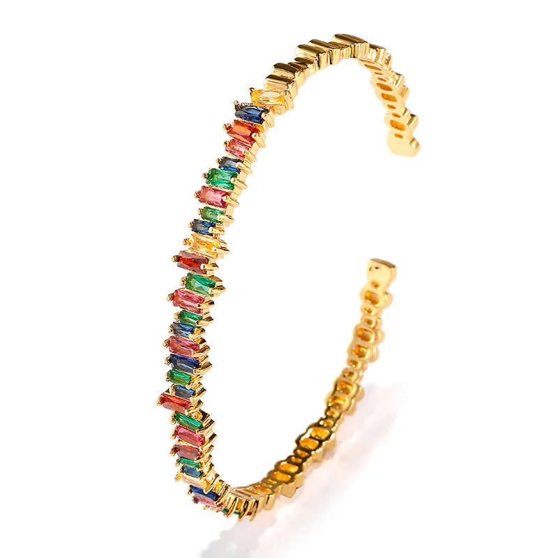 

Korean Fashion CZ Zirconia Jewelry Bracelet Hand Band Luxury Zircon Gold Bangles Jewelry Diamond Cuff Bracelet for Women, Silver