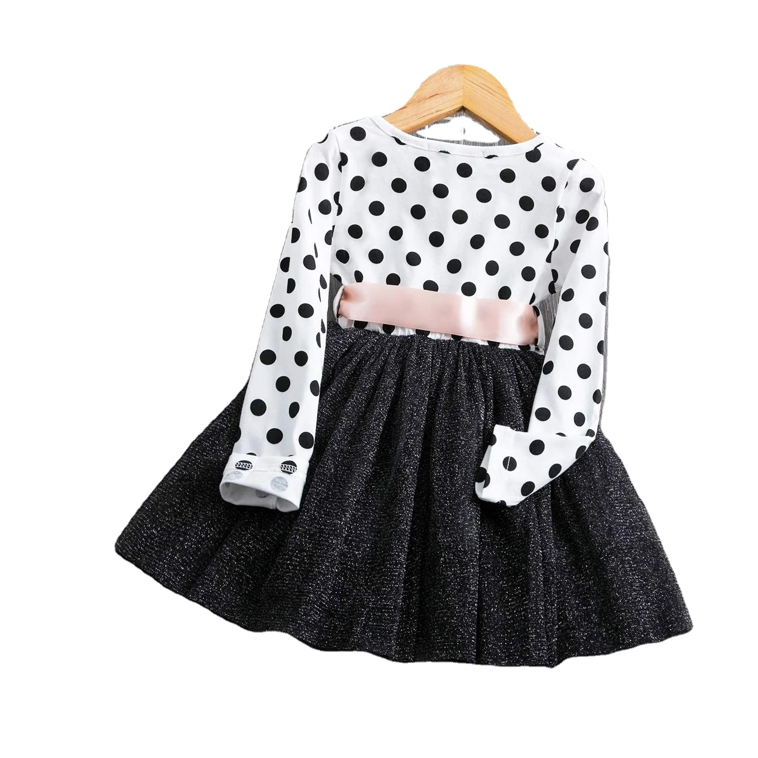 

Toddler Girl Polka Dotted Multilayer Ruffled Long Sleeve Tutu Party Dresses