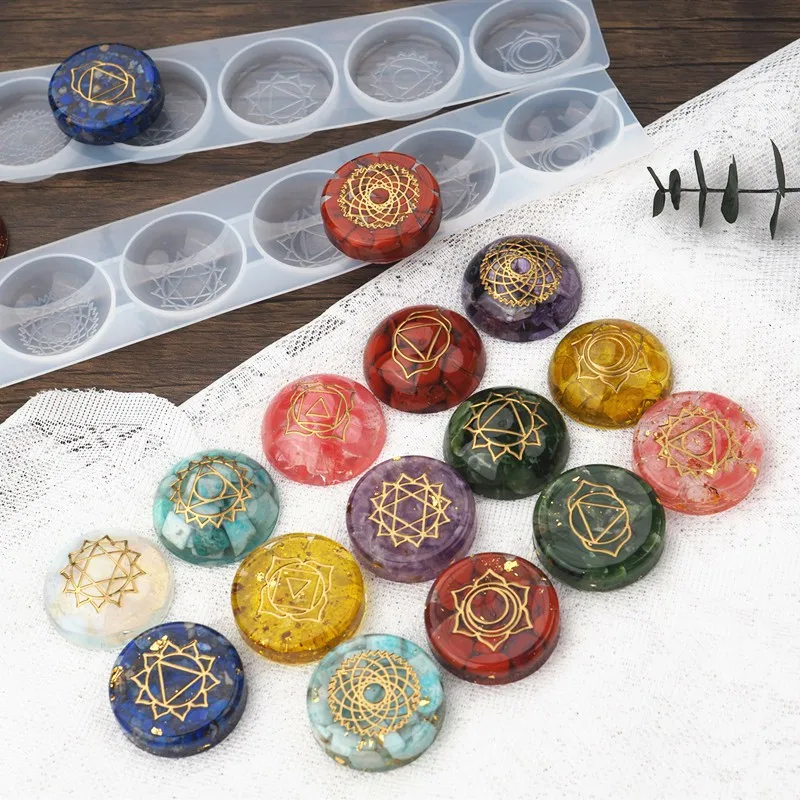 

31x4.6cm Seven Chakra Candle Molds Tray 3.9cm Chakra Silicone Mold, White