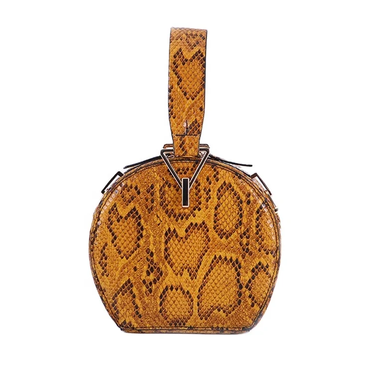 

Hot Sale Chain Crossbody Round Ladies Bags Snake Pattern Leather Handbags For Women