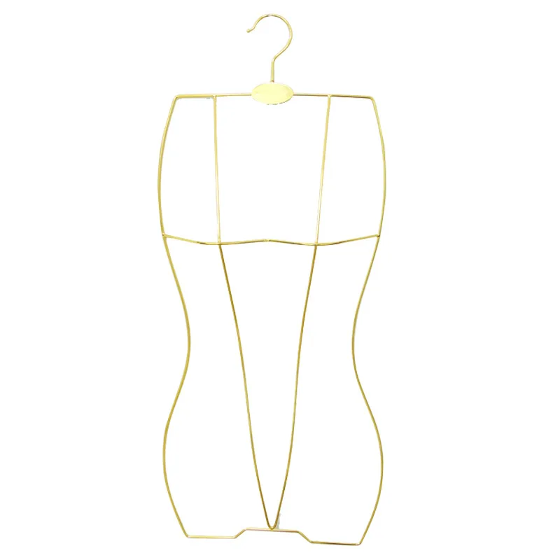 

wholesale custom clothing display rose colour steel wire metal clothes kid swim suit hanger, Golden/ custom colors