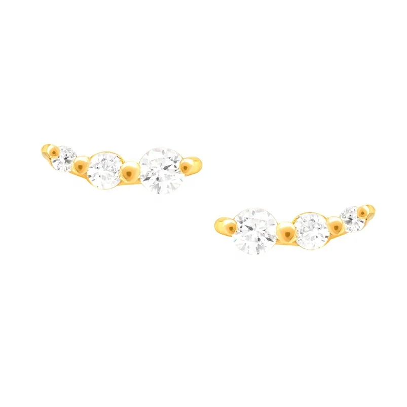 

Gemnel Wholesale Piercings Stud Statement Earrings 2022 Three Crystal 925 Silver earring