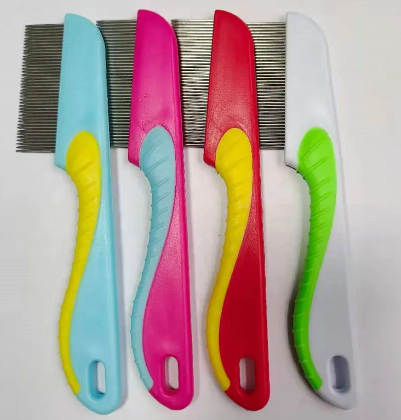 

D-210923-3 Plastic + stainless steel blue/ rose red/red /white Deinsectization pet comb