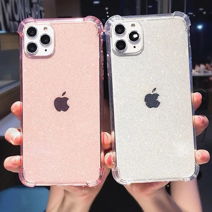 

For iPhone 12 Bling Case,Glitter TPU Bumper Shockproof Transparent Clear Phone Case for iPhone 11 12 Pro Max 12Mini