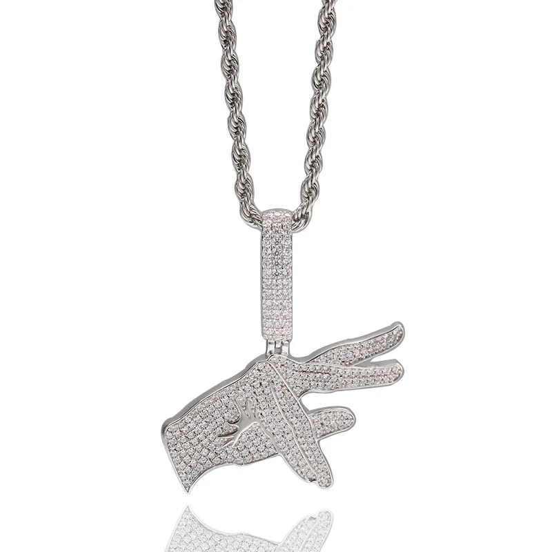 

Hip Hop Rapper Gesture Magic hand Pendant Necklace Fashion Creative Gift for Men Women, Picture