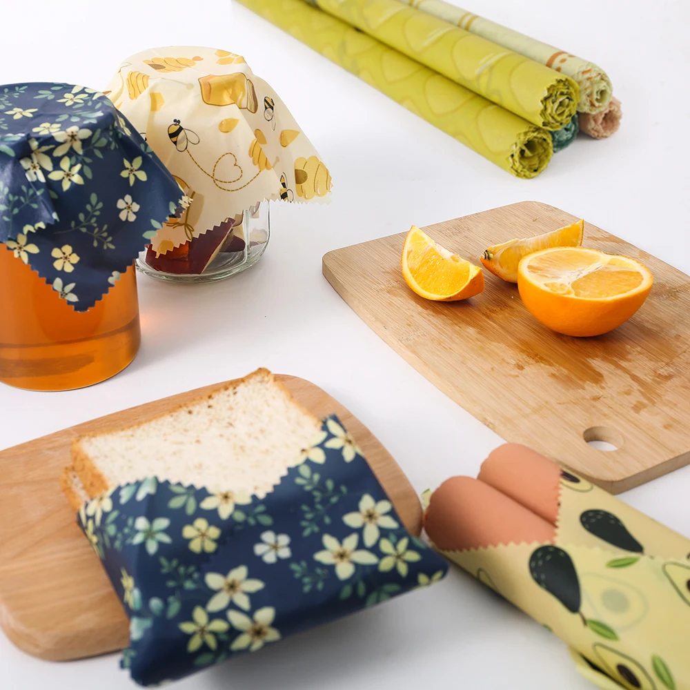 
Direct Factory Customizable Natural Eco-friendly Reusable Organic cotton Beeswax Food Wrap Roll 