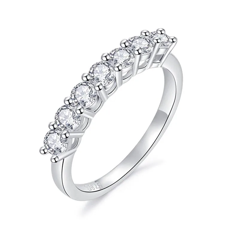 

silver S925 3mm round brilliant cut moissanite stone wedding eternity band ring ready to ship