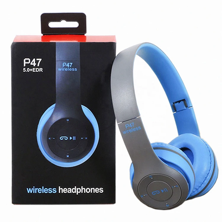 

Headphones wireless BT P47 earphone Foldable headset for mobile phone or computer audifonos AUX line TF card, 5 color