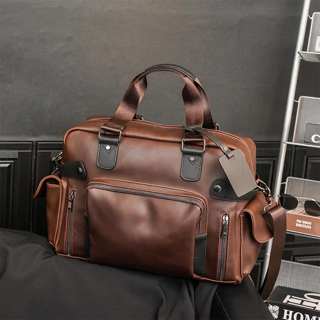 

Multifunction Waxed PU Leather Backpack Convertible Book Bag Rucksack Laptop Messenger Briefcase Bag For Men Travel, As pics show