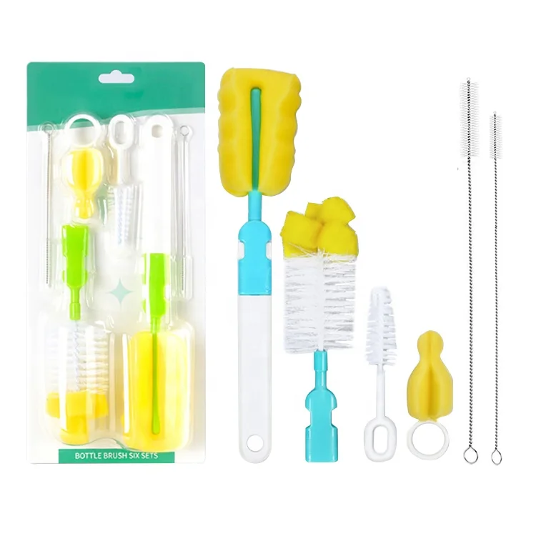 

Amazon Top Seller Nipple Brush Tool Sponge Cleaning Kit Baby Nipple Milk Bottle Cup 360 Degree Sponge Cleaner Bottle Brush Set