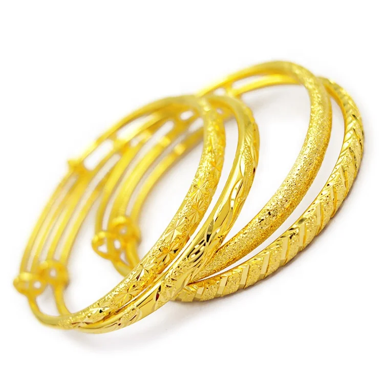 

24k Gold Color Dubai Adjustable Alluvial gold Bangles for Women Gold Color African Bangles Wedding Bracelet Jewelry