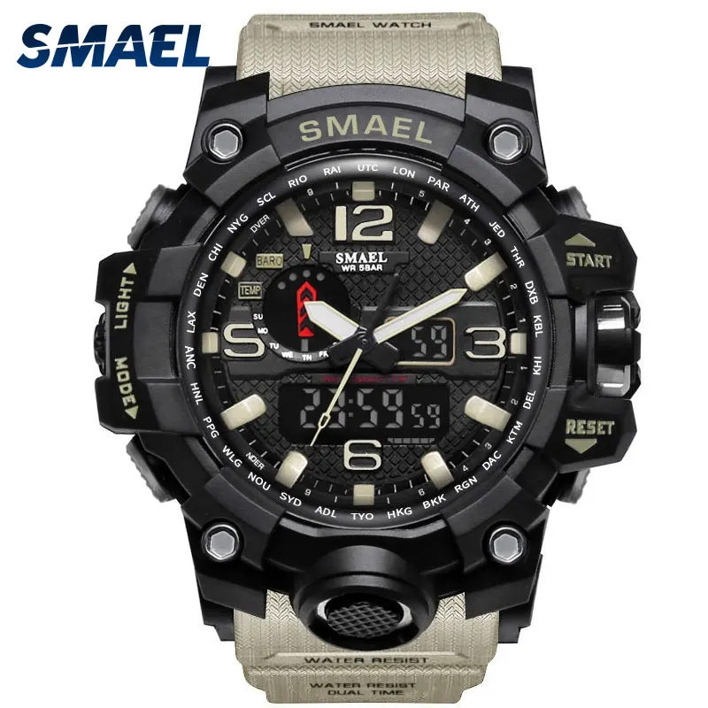 

SMAEL Men Military Watch 50m Waterproof Wristwatch LED Quartz Clock Sport Watch Male 1545 Digital Watch Relojes Montre