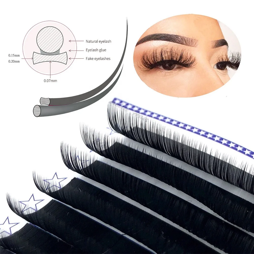 

New Matte Flat Eyelash Extensions Wholesale Individual Mink Softer Eyelashes Supplies Ellipse Cashmere Lash Split Tips Volume, Black